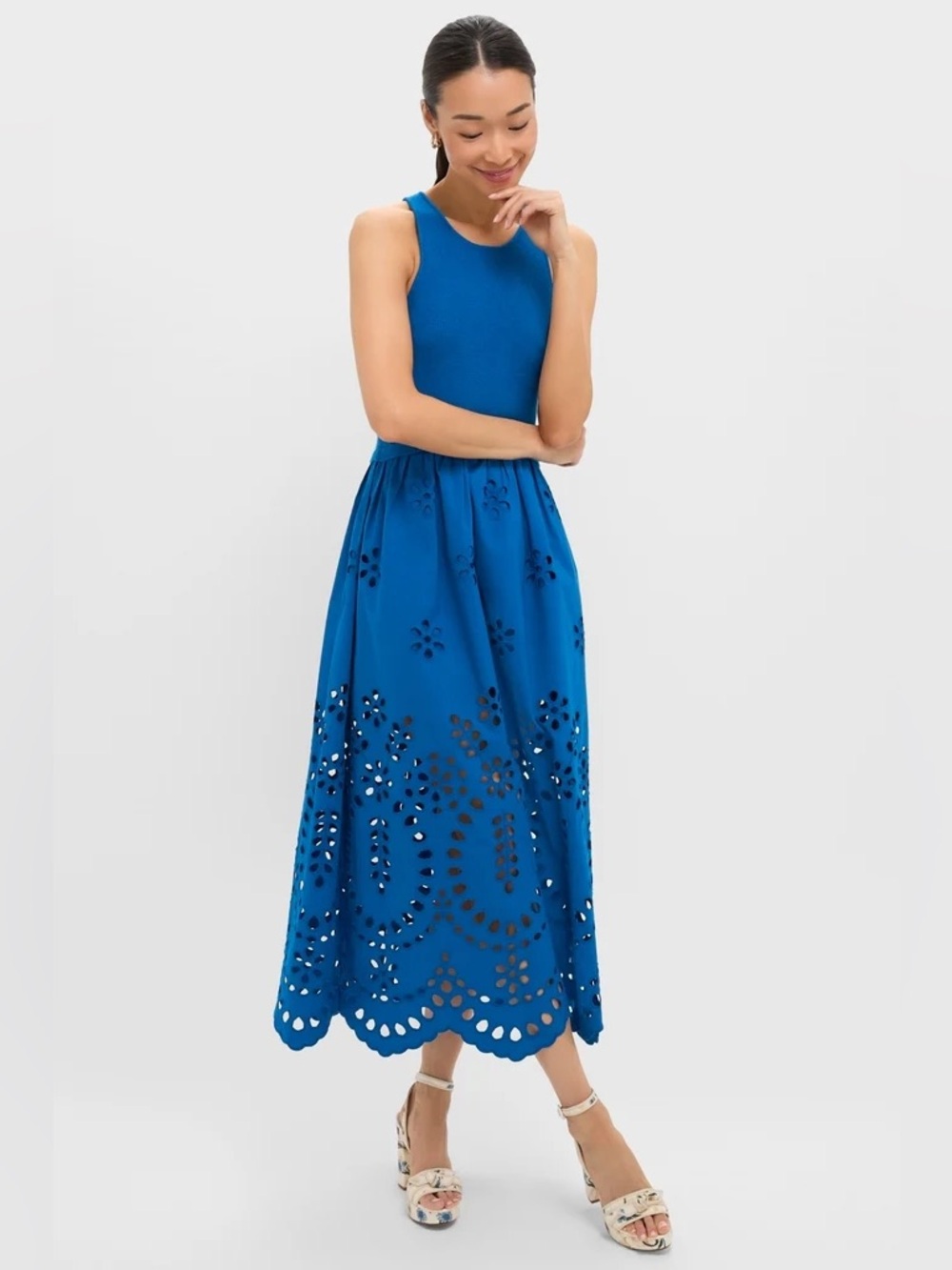 SAYLOR TUCKERNUCK DAWN KNIT & EYELET DRESS Size Small